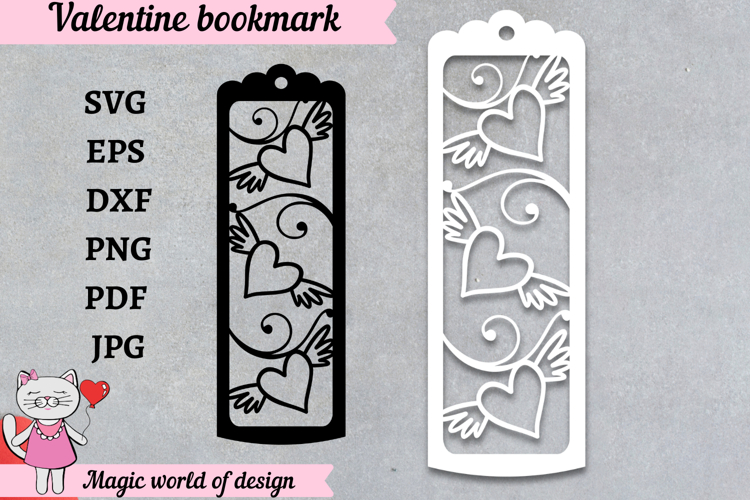 Valentine bookmark svg