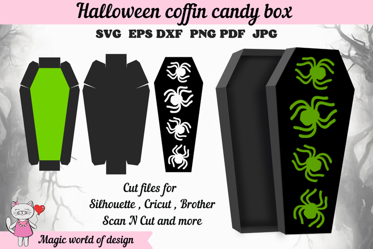 Halloween Spider SVG, Coffin Gift Box Template