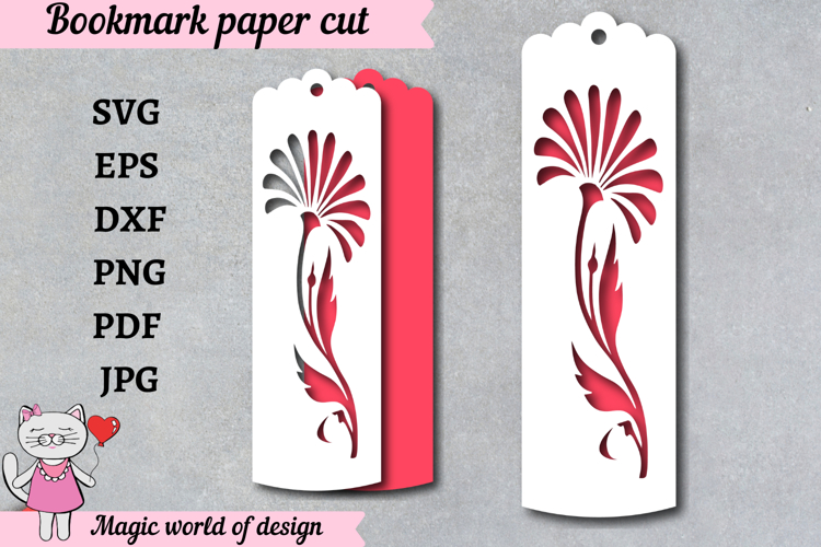 Handmade Paper Craft Flower Bookmark SVG