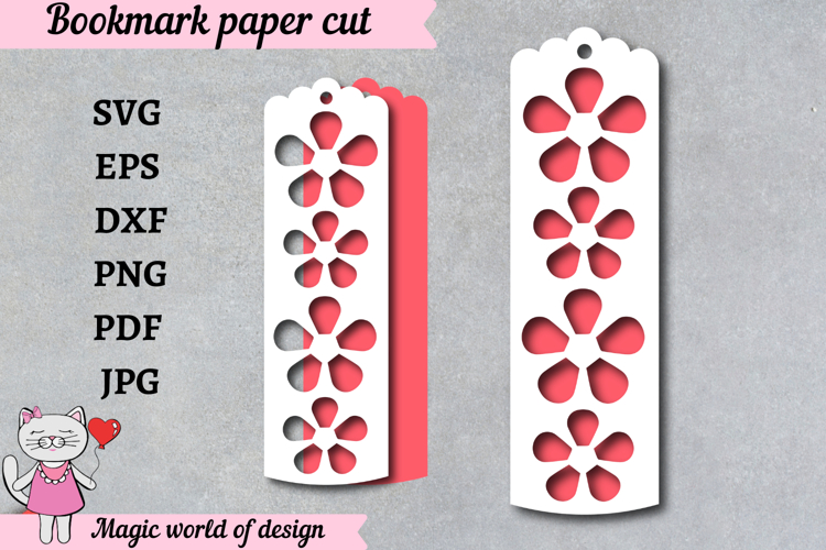 Elegant Paper Cut Flower Bookmark SVG