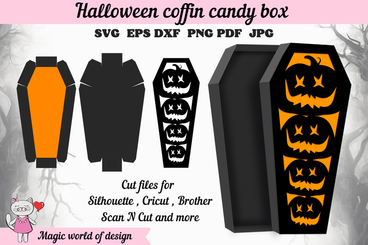 Halloween pumpkin coffin Candy Box SVG