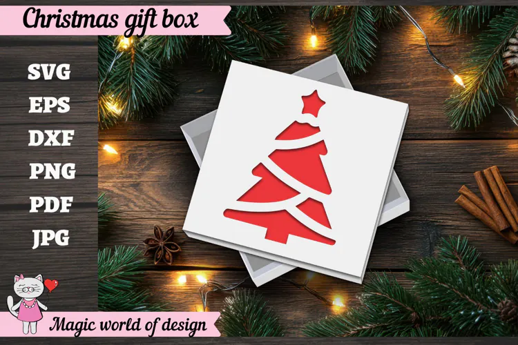 Christmas Tree Gift Box SVG, Christmas Tree Cut File