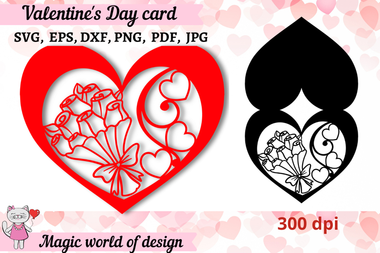Valentines Heart card SVG,Paper Cut Card SVG