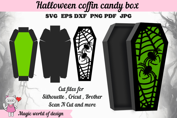 Spider Coffin Gift Box Template, Halloween SVG