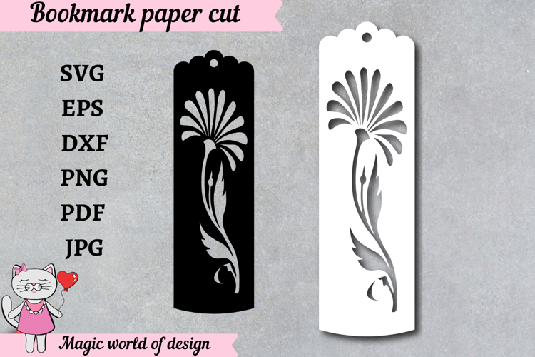 Elegant Paper Cut Flower Bookmark SVG