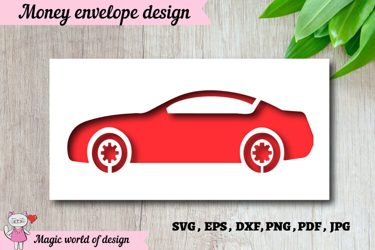 Gift envelope for money with a car SVG example image 1