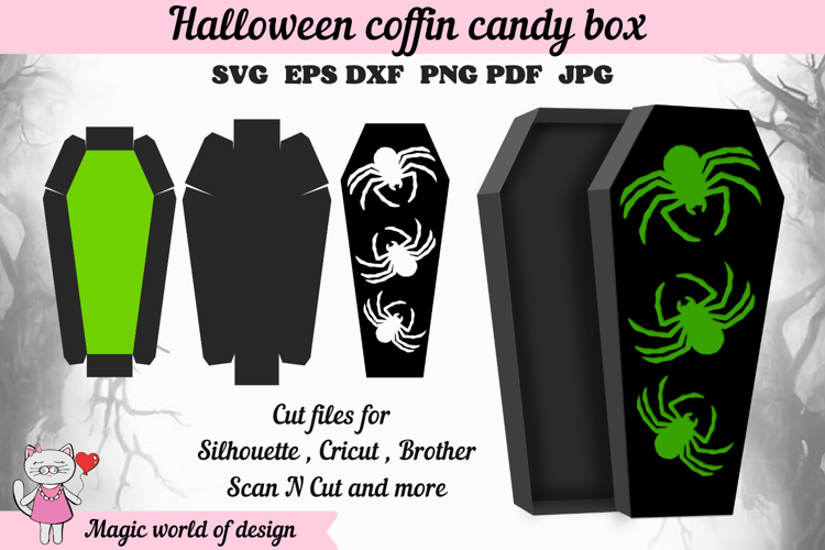 Spider Coffin Gift Box Template, Halloween SVG