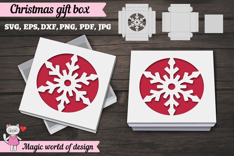 Christmas Snowflake Gift Box SVG, Snowflake Cut File, Christ example image 1