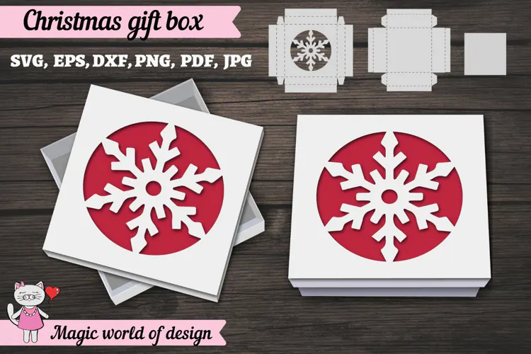 Christmas Snowflake Gift Box SVG, Snowflake Cut File, Christ