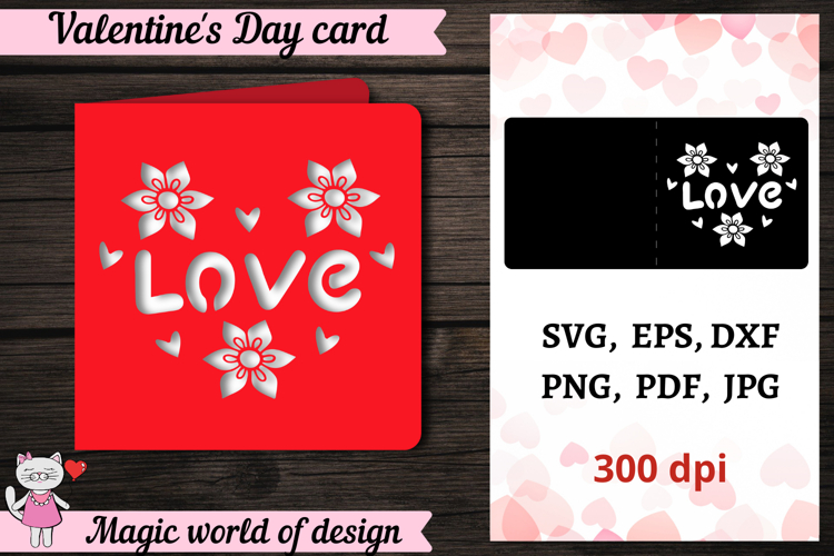 Valentines day card papercut, Love card svg