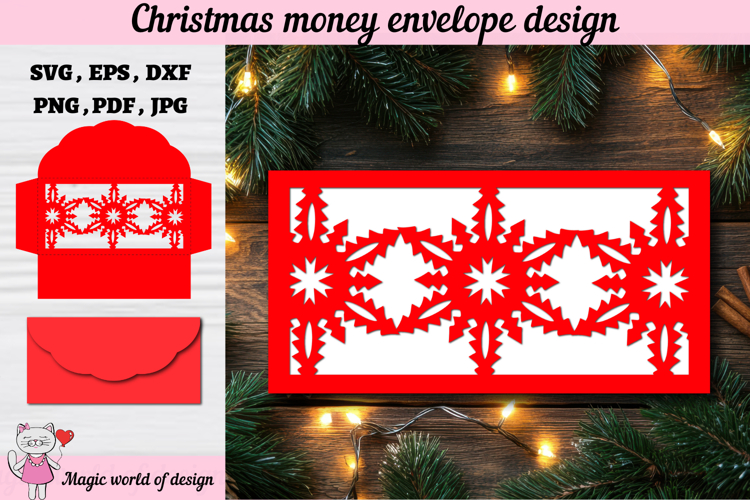 Christmas Snowflakes Money Envelope svg, Papercut Gift Card