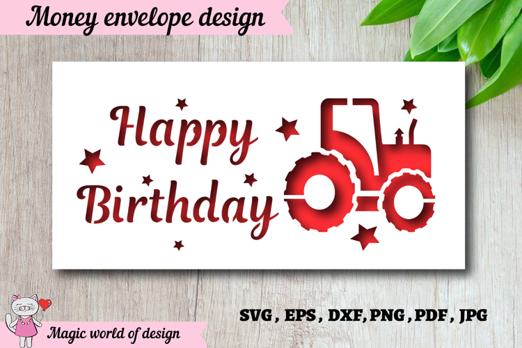Money Envelope with Tractor SVG, Cash Gift Holder
