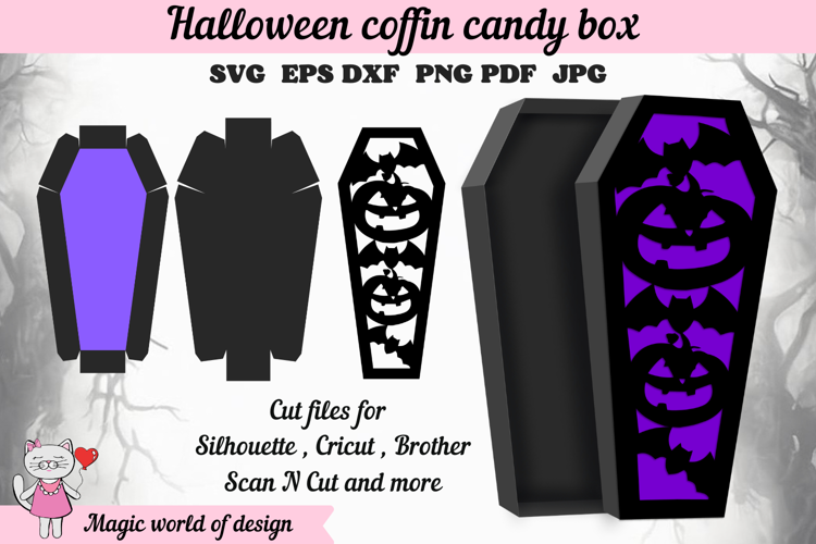 Halloween Coffin Gift Box SVG, Paper Box Template