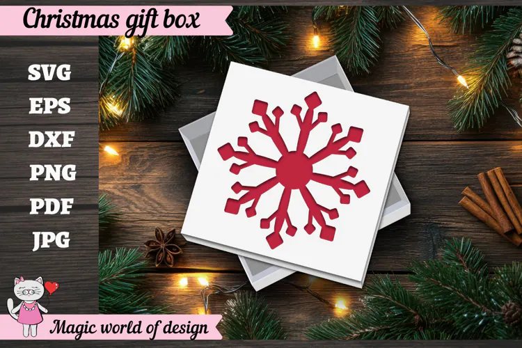 Christmas Snowflake Gift Box SVG, Snowflake Cut File, Christ