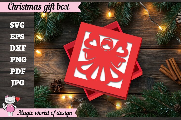 Christmas Gift Box SVG, 3D Layered Gift Box Paper Cut example image 1
