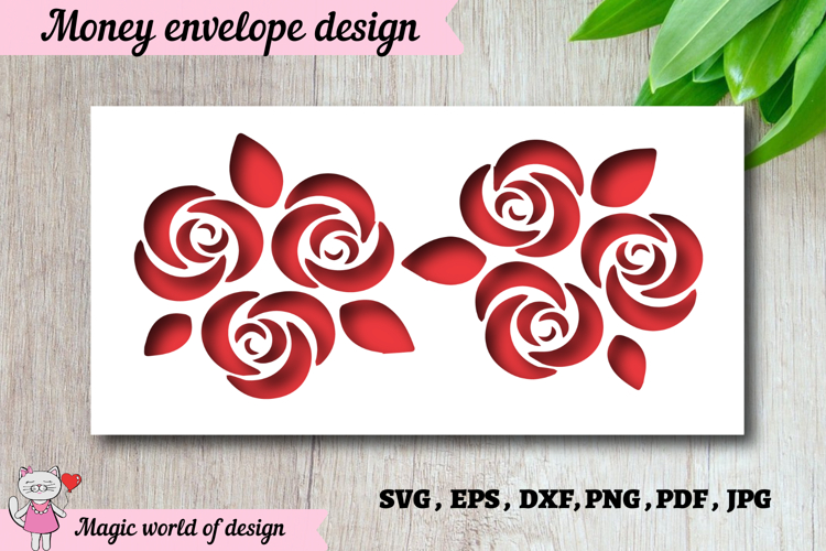 Elegant Rose Design Money Envelope SVG example image 1