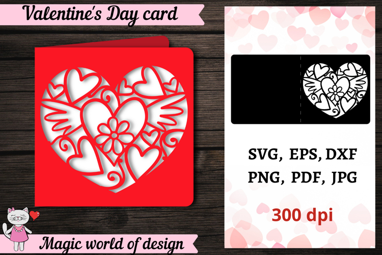 Valentines day card papercut, Love card svg