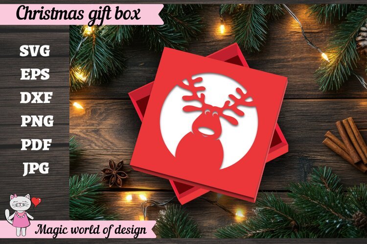 Reindeer Christmas SVG File, Cute Winter Reindeer Design example image 1