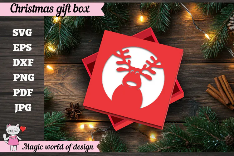 Reindeer Christmas SVG File, Cute Winter Reindeer Design