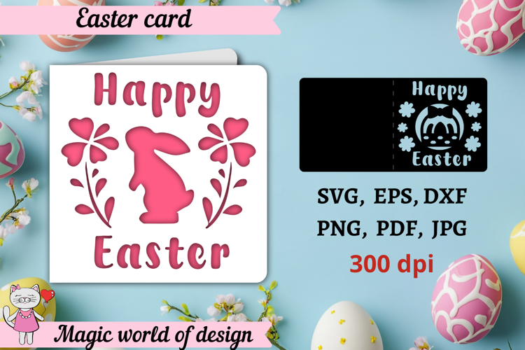 Happy Easter card svg Papercut Templates