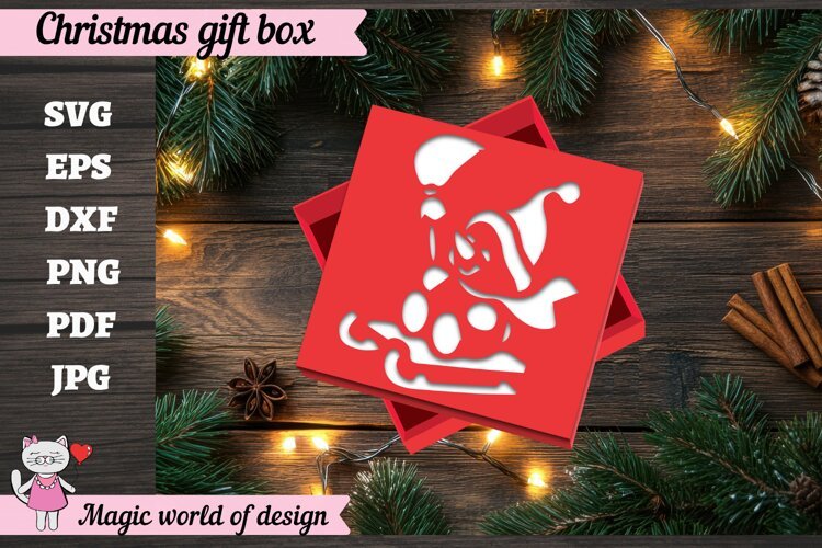 Christmas Snowman Gift Box SVG, 3D Layered Gift Box example image 1