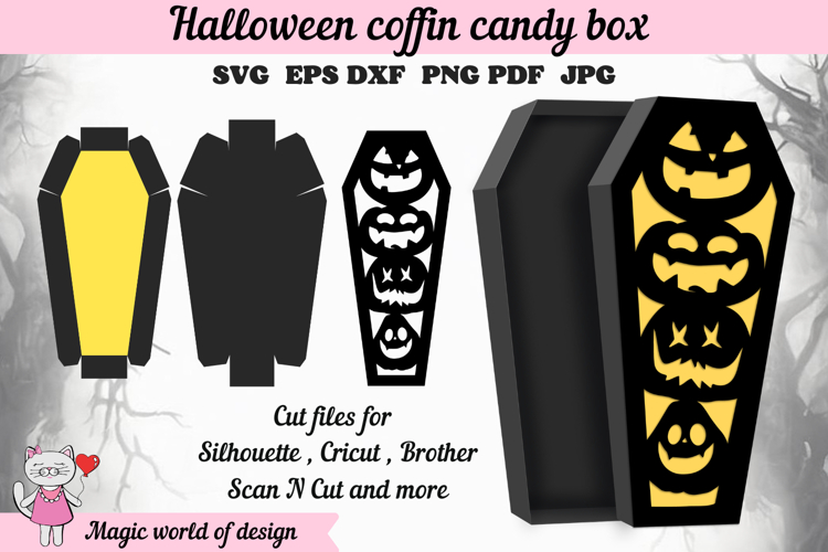 Halloween Coffin Candy Box SVG, Gothic Party Favor