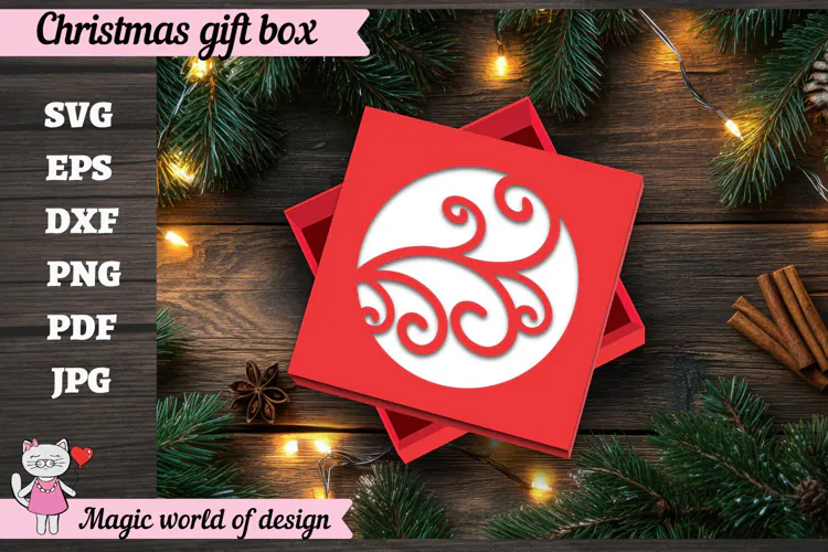 Christmas Gift Box SVG, Christmas Square Treat Box