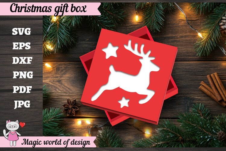 Reindeer Christmas SVG File, Cute Winter Reindeer Design example image 1