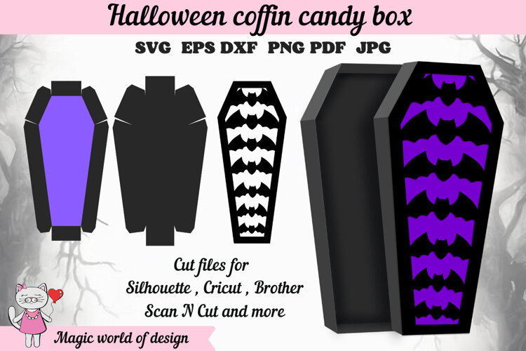 Halloween Coffin Gift Box SVG, Paper Box example image 1