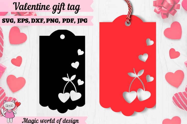 St. Valentines day gift tags papercut template