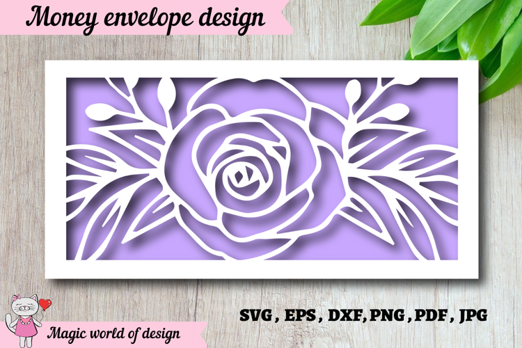 Elegant Rose Design Money Envelope SVG