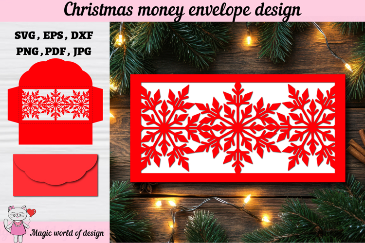 Christmas Snowflakes Money Envelope svg, Papercut Gift Card