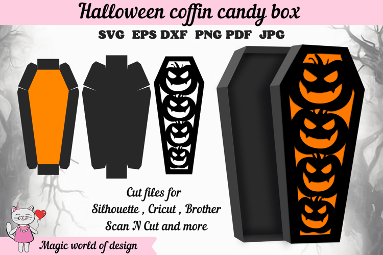 Spooky Coffin Gift Box Template, Halloween SVG