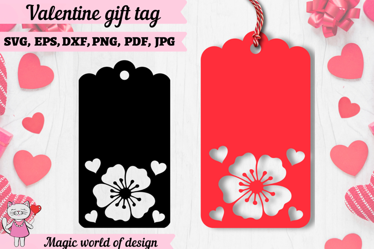 St. Valentines day gift tags papercut template