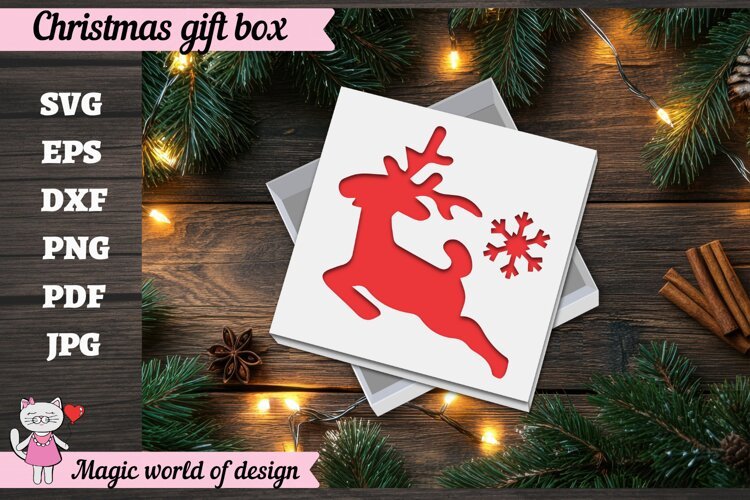 Reindeer Christmas SVG File, Cute Winter Reindeer Design example image 1