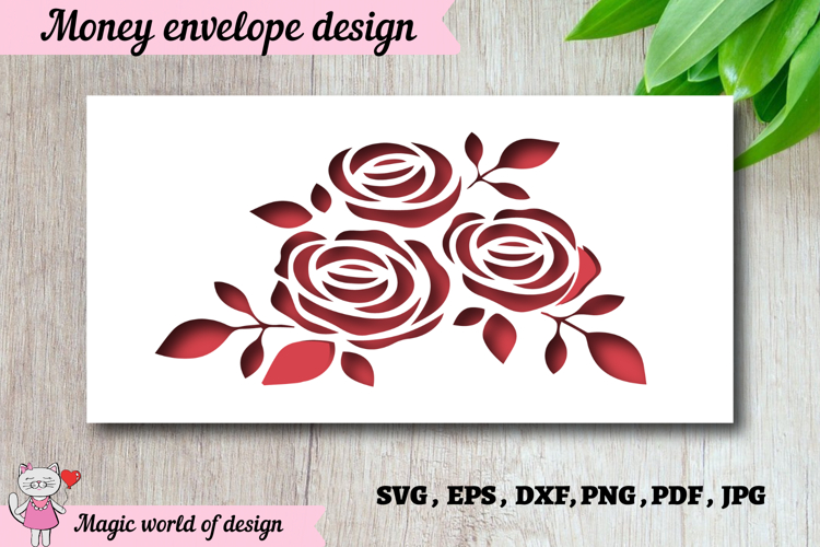 Elegant Rose Design Money Envelope SVG