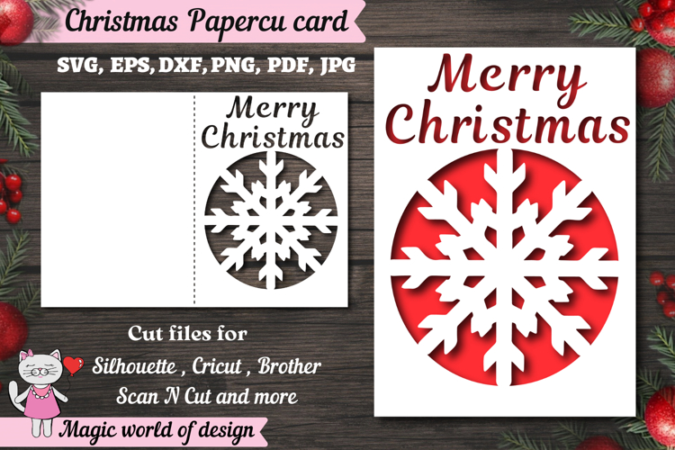 Christmas snowflake card svg, xmas Papercut Card