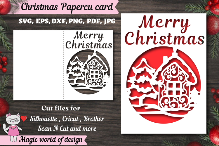 Christmas card svg, xmas Papercut Card