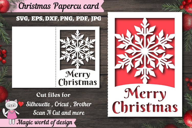 Christmas snowflake card svg, xmas Papercut Card