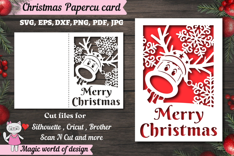 Christmas deer card svg, xmas Papercut Card