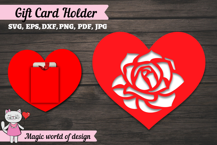 Gift Card Holder Tag. Valentines Day Paper Cut