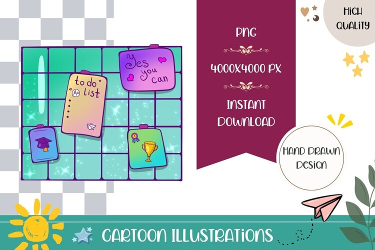 Hand Drawn Board Illustration, Cartoon Board PNG example image 1