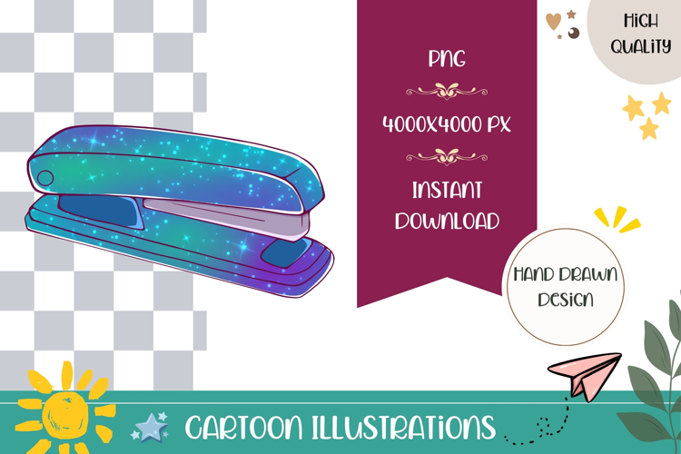 Hand Drawn School Supplies Illustration, Cartoon Stapler PNG