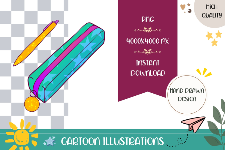 Hand Drawn Pencil Case Illustration, Cute Pencil Case PNG