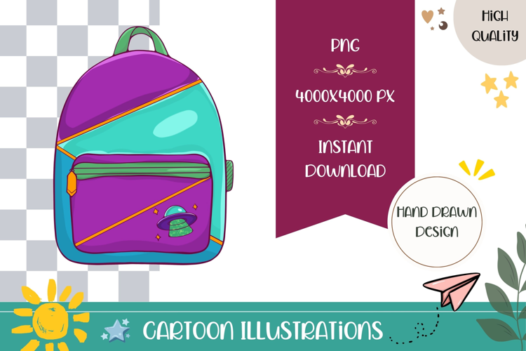 Hand Drawn Backpack Illustration, Cartoon Backpack PNG
