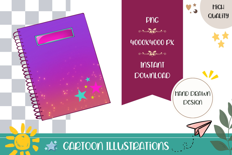 Hand Drawn Book Illustration, Cartoon Notebook PNG
