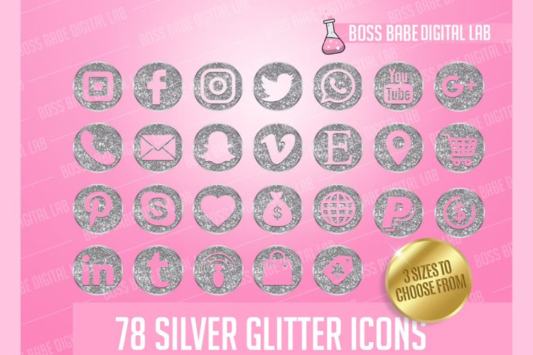 Silver Glitter Icon Kit