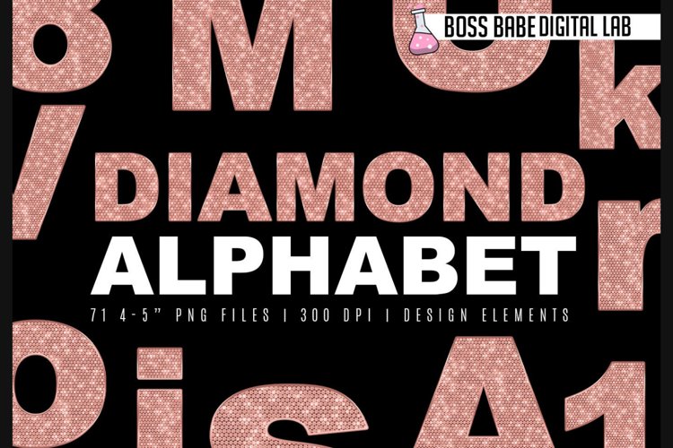 Rose Gold Diamond Alphabet Clipart