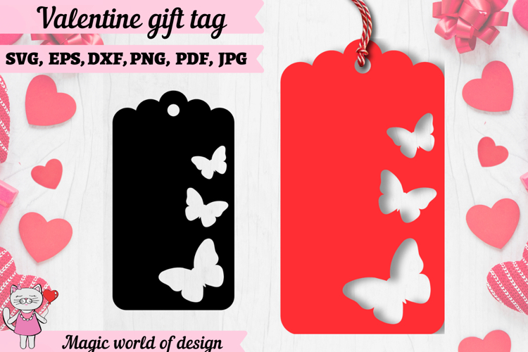 St. Valentines day gift tags papercut template