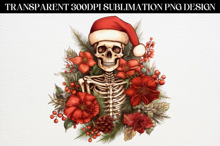 Skeleton Santa Sublimation Design PNG example image 1